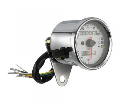 image of Universal Motorcycle Dual Odometer & Speedometer with LED Backlight